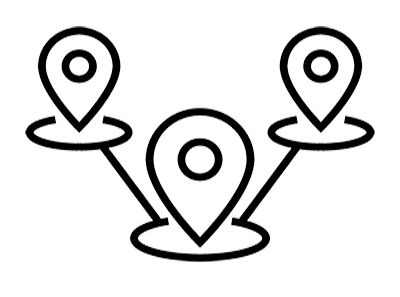 icon of a location pin point connected to two other pin point icons